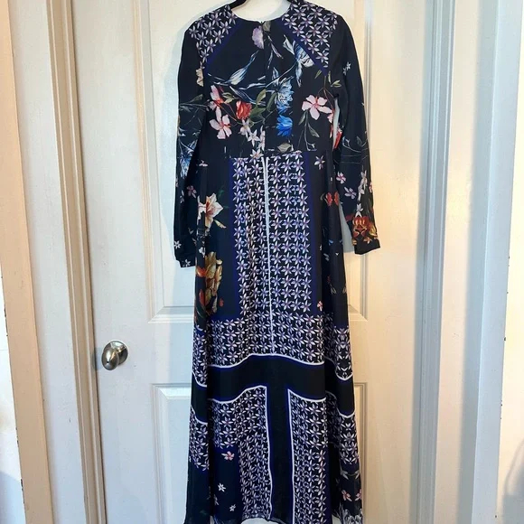 Annah Hariri  Modest Chiffon Navy Scarf Full Length/Coverage Maxi Dress, Size 6 - Picture 5 of 13